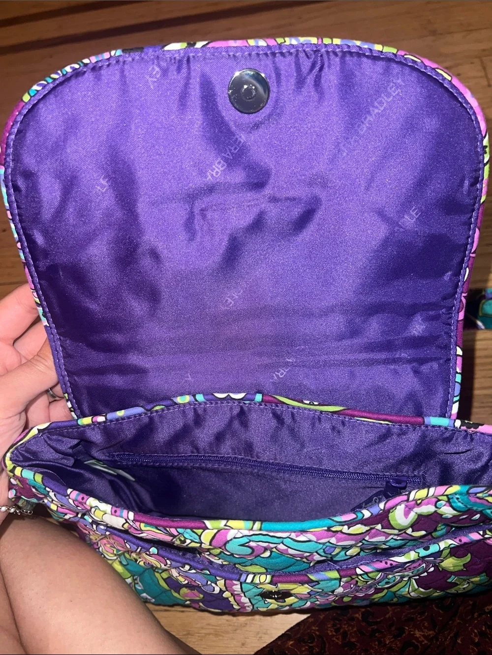 Vera Bradley Purple Teal Paisley Quilted Crossbody Bag